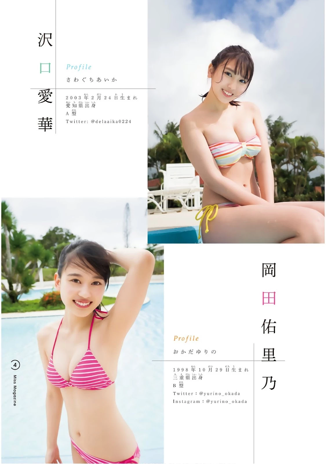 Aika Sawaguchi 沢口爱华, Yurino Okada 冈田佑里乃, Shonen Magazine 2019 No.11 [少年マガジン 2019年11号]