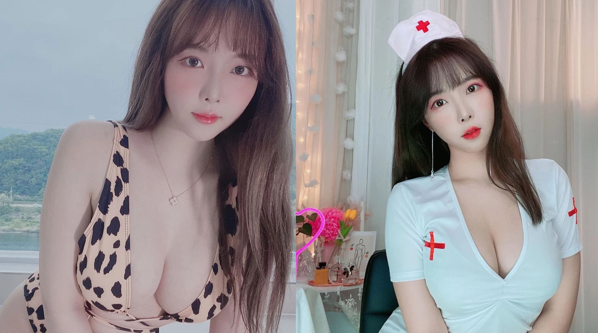 童颜巨乳直播主“이슬이 Seul”化身性感白衣天使