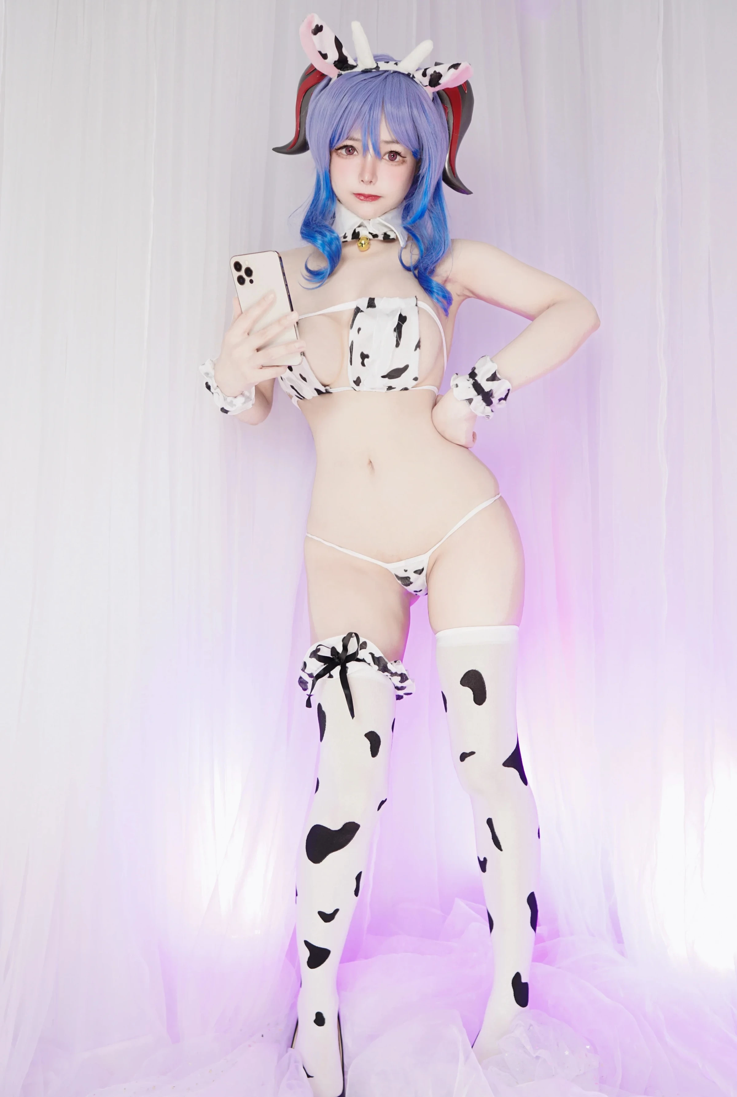 NekoChan - Ganyu cow nude photo selfie [27P]