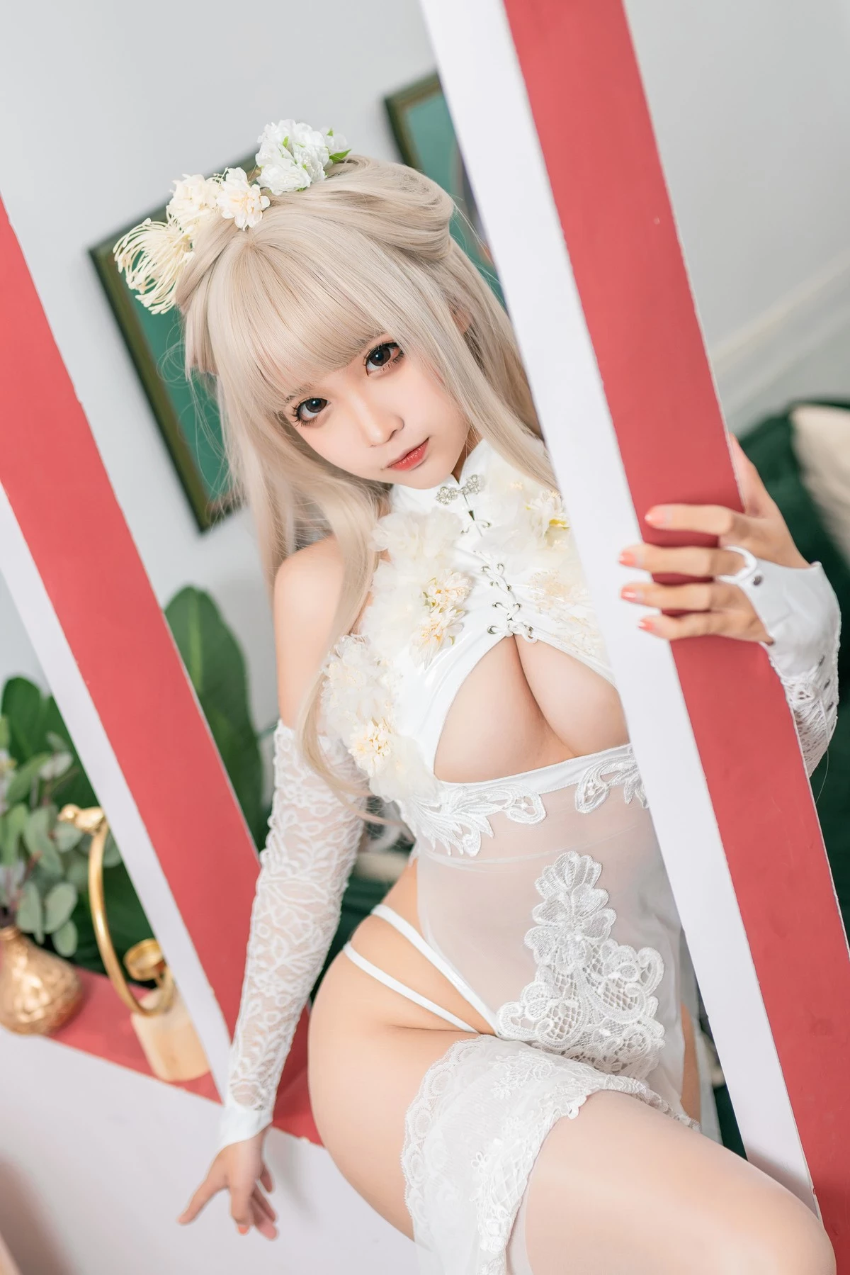 Cosplay 蠢沫沫 Chunmomo 沫沫真愛版 歪萌白旗袍