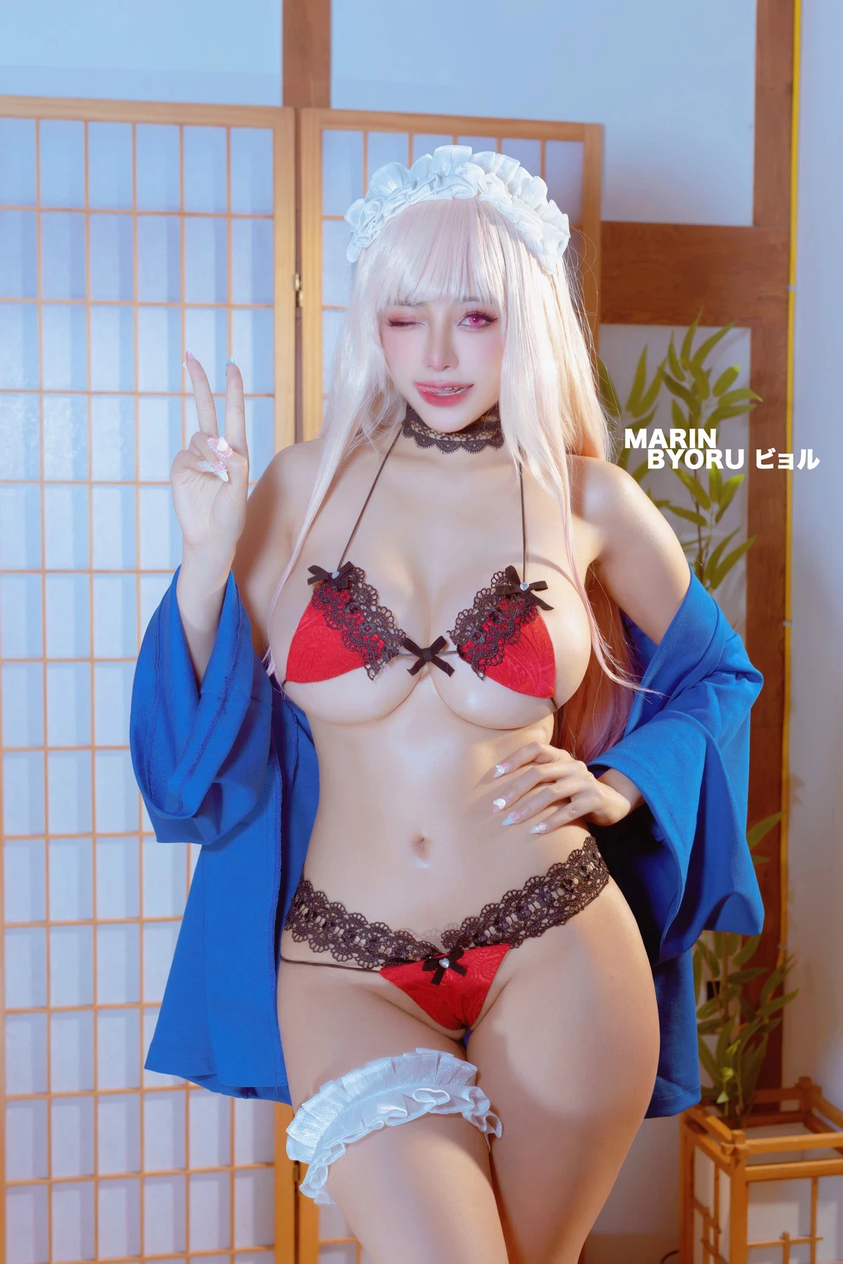 Cosplay 日本性感蘿莉Byoru Marin Red Lingerie