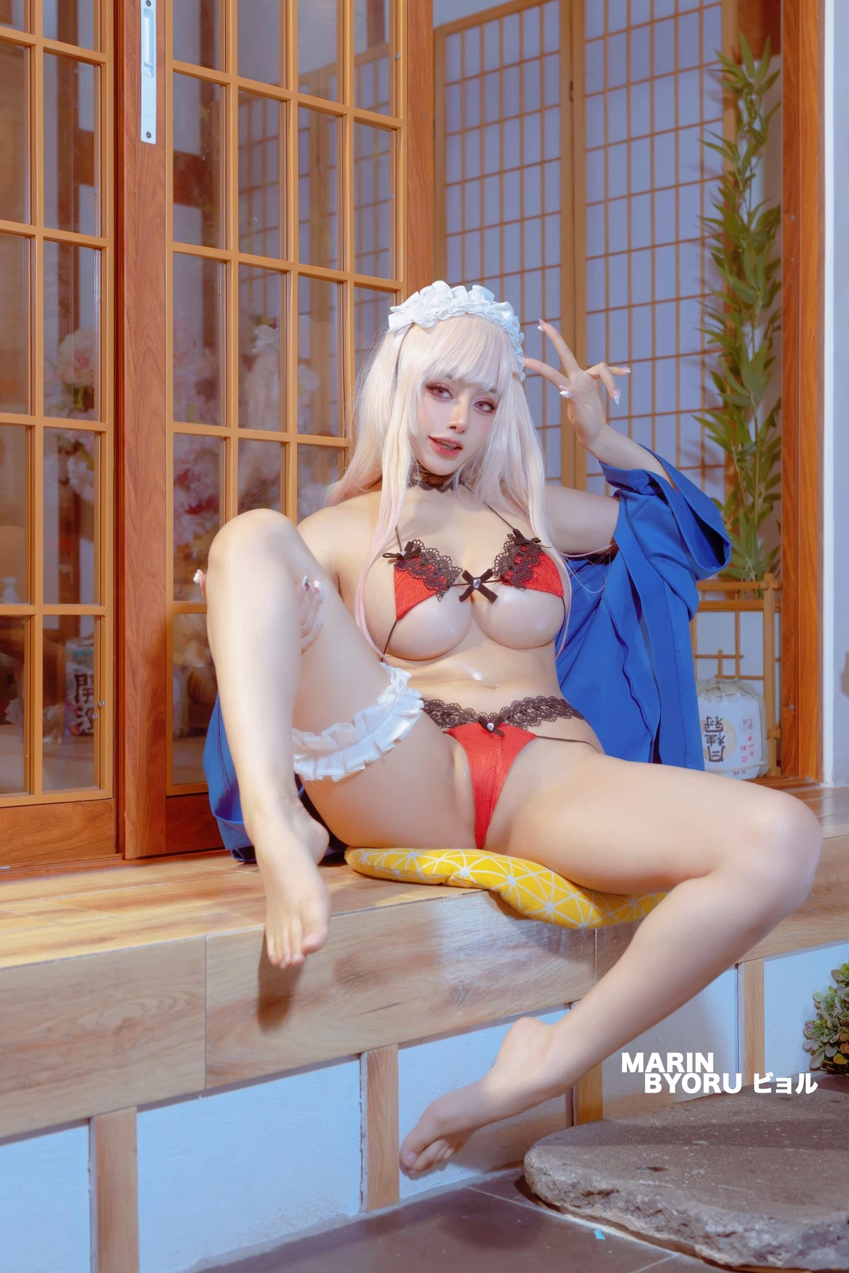 Cosplay 日本性感蘿莉Byoru Marin Red Lingerie