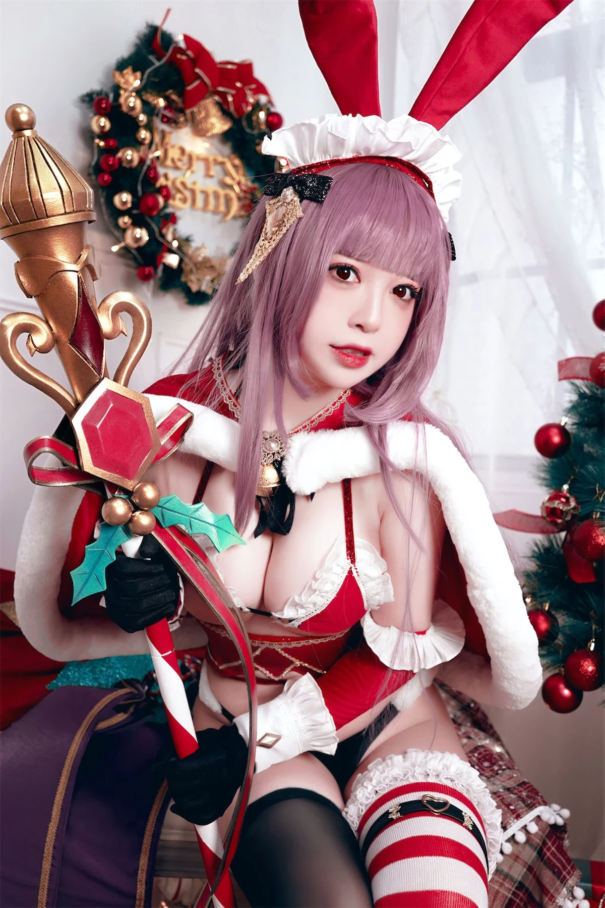 Cosplay 半半子 Christmas Bunny Aike