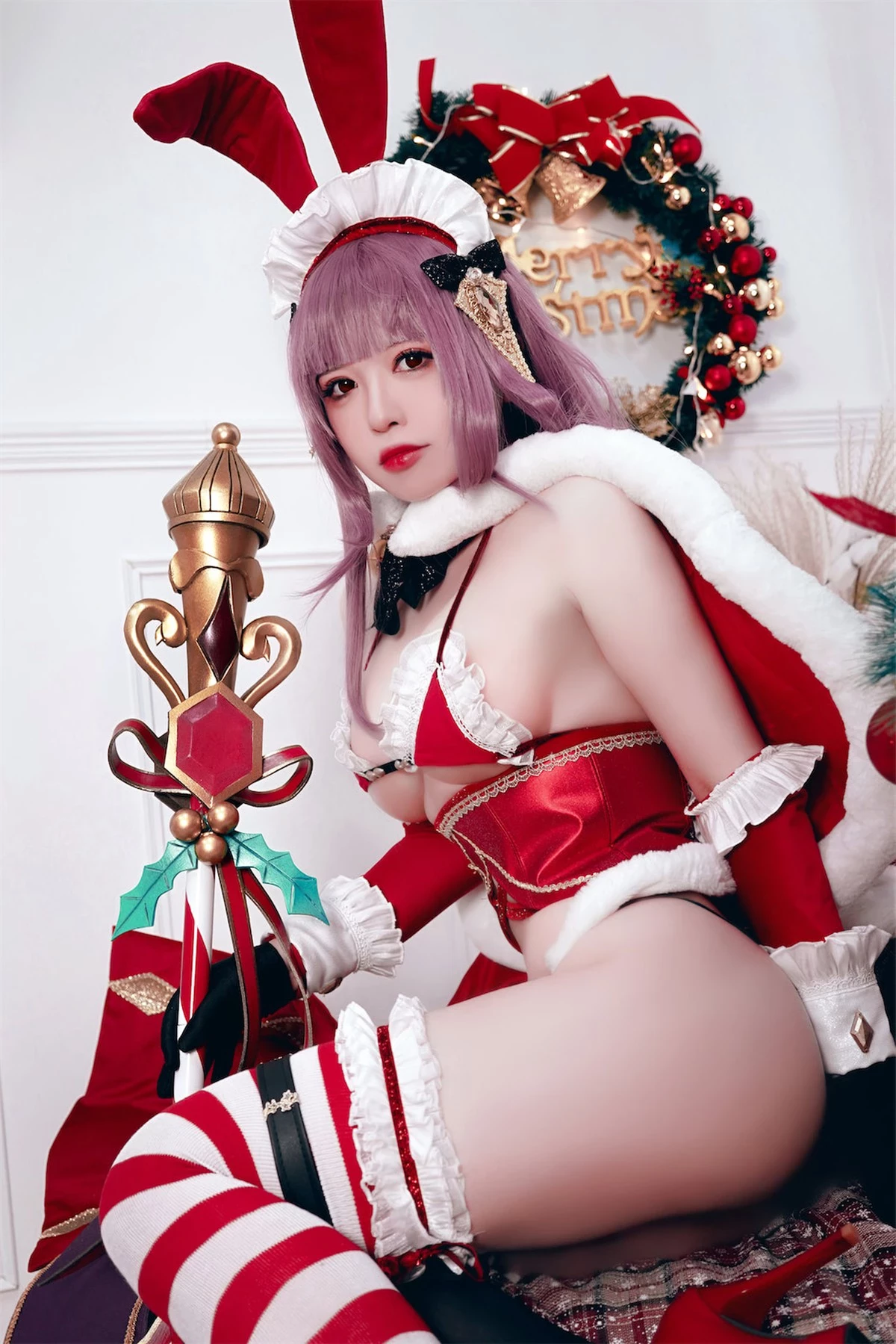 Cosplay 半半子 Christmas Bunny Aike