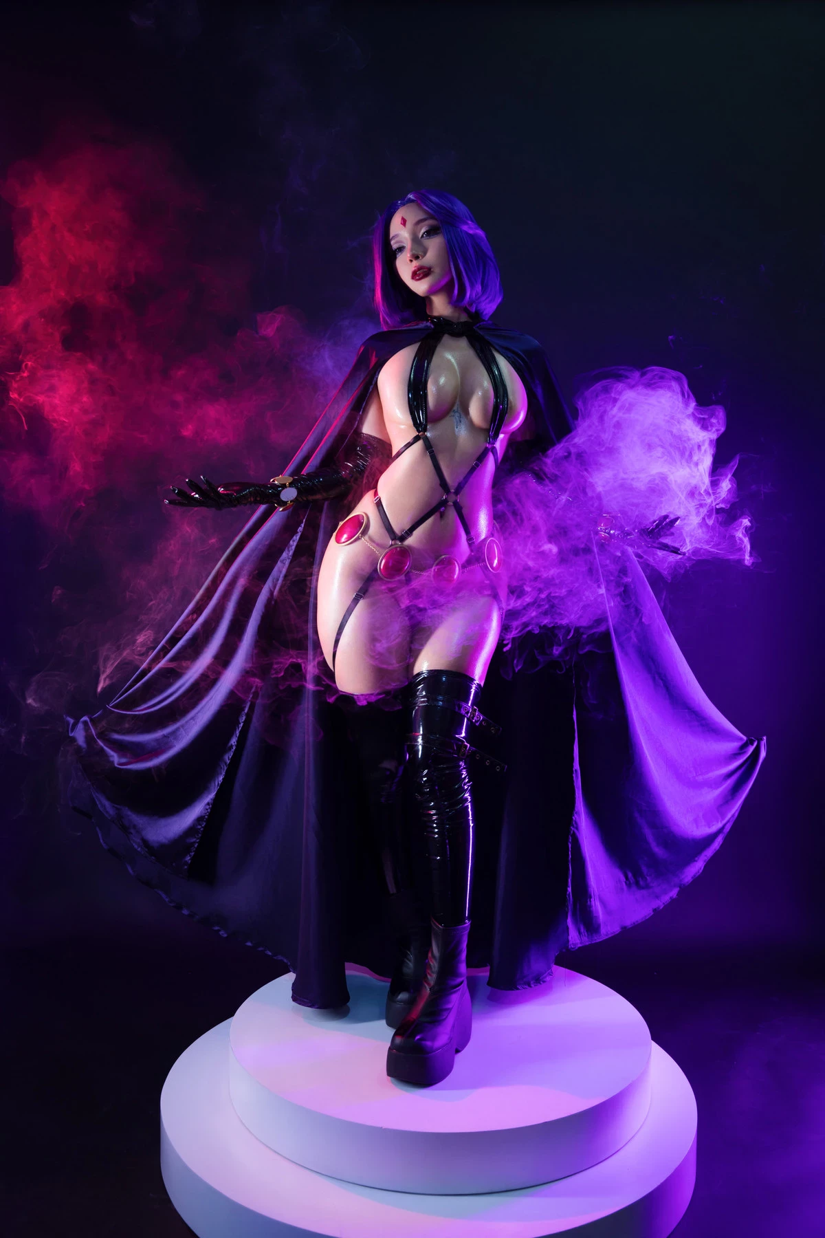 Cosplay Umeko.J Raven Latex Lingerie Set.01